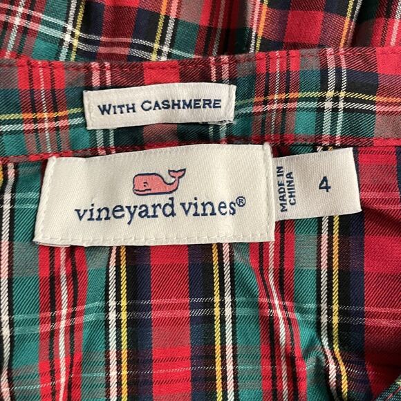 Vineyard Vines Top Tartan Plaid Popover With Cashmere Tunic Womens Sz 4 - Picture 3 of 7